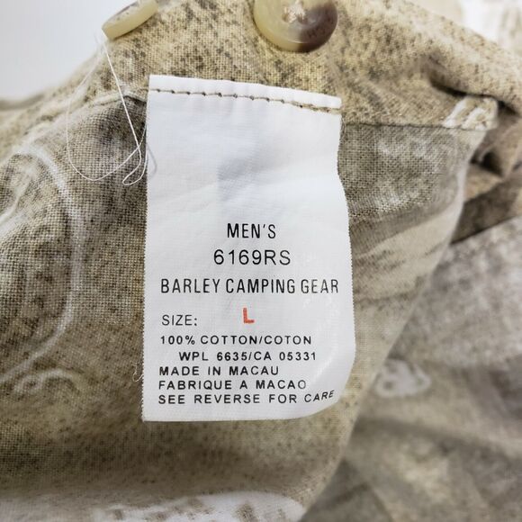 Woolrich Mens Shirt Size Large Camping Short Sleeve Button Brown All Over Print - Picture 10 of 10